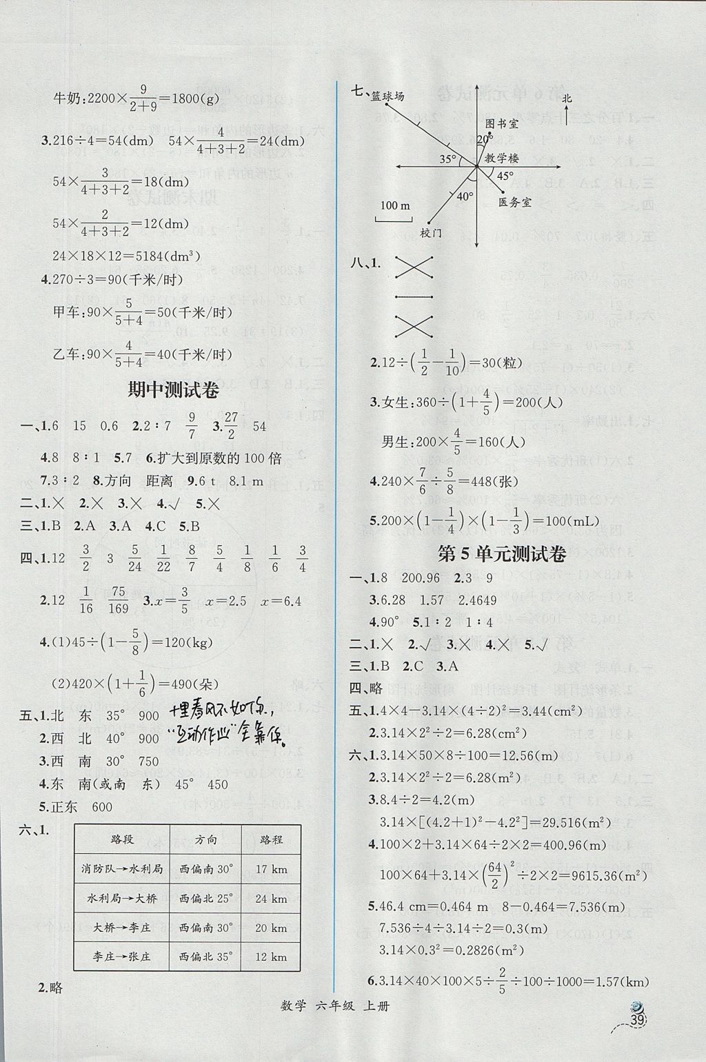 2017年同步导学案课时练六年级数学上册人教版 参考答案第17页