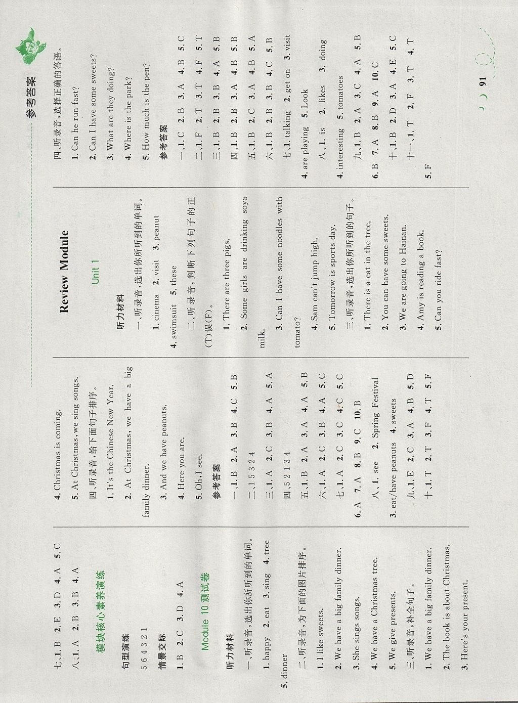 2017年小学同步学考优化设计小超人作业本四年级英语上册外研版 参考答案第13页