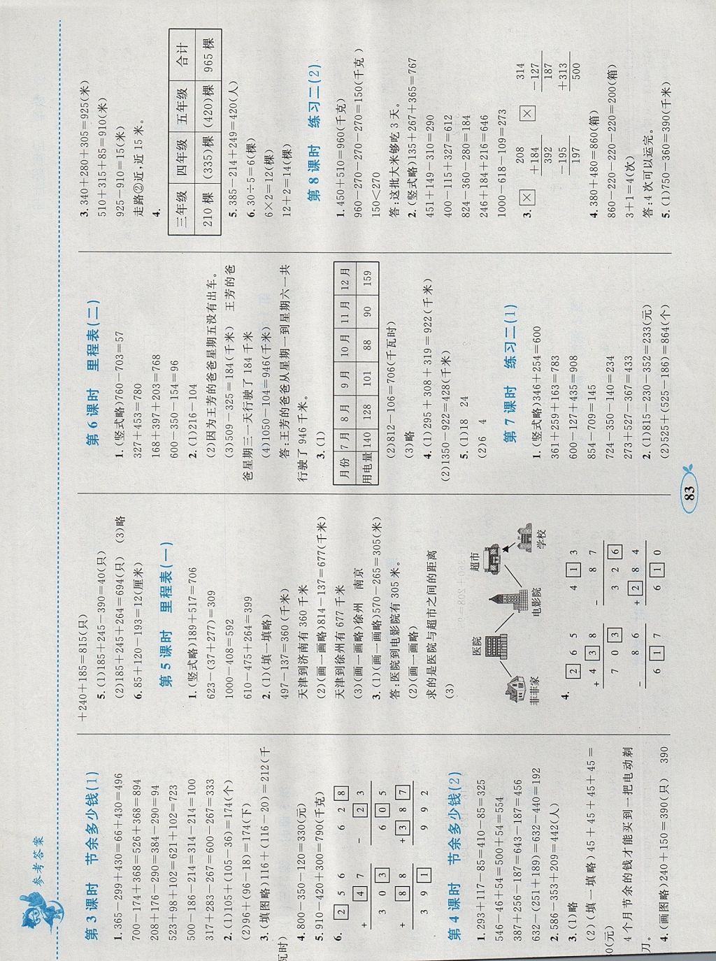 2017年小學(xué)同步學(xué)考優(yōu)化設(shè)計(jì)小超人作業(yè)本三年級數(shù)學(xué)上冊北師大版 參考答案第3頁