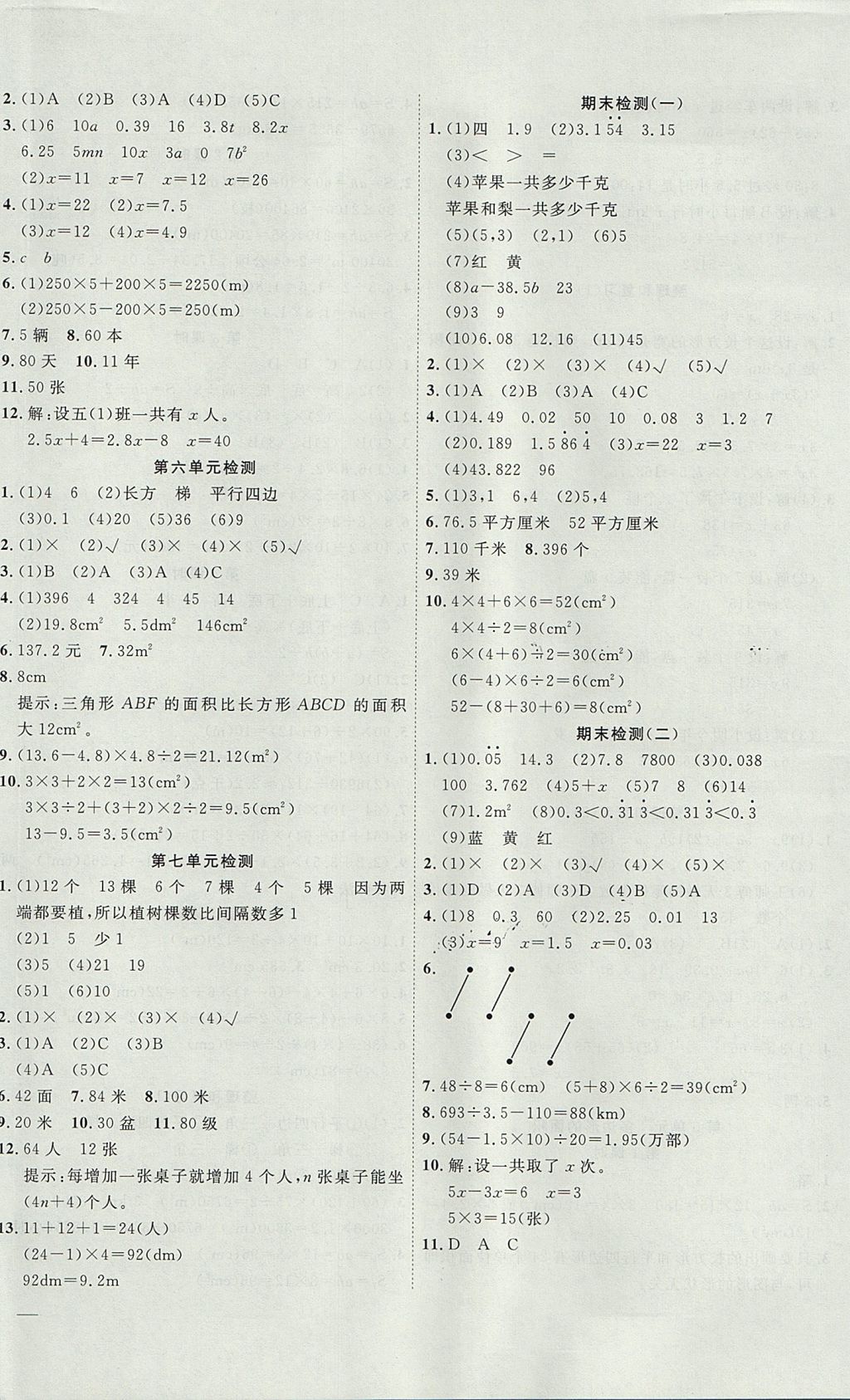 2017年名題1加1五年級(jí)數(shù)學(xué)上冊(cè)人教版 參考答案第8頁