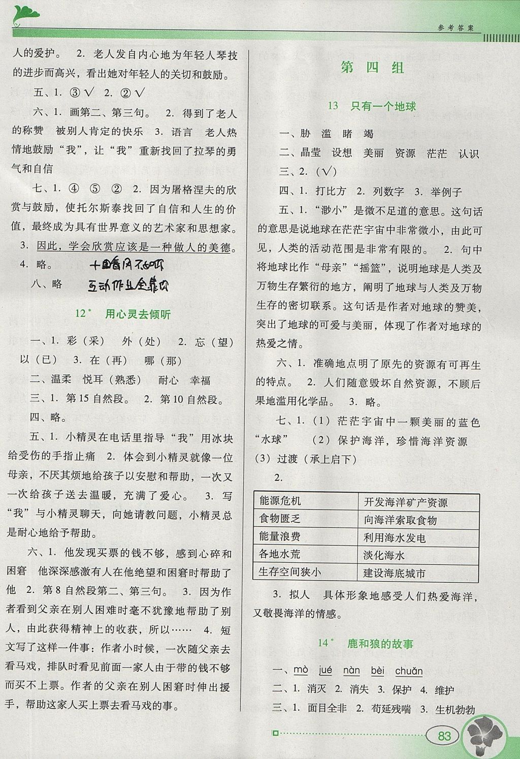 2017年南方新课堂金牌学案六年级语文上册人教版 参考答案第4页