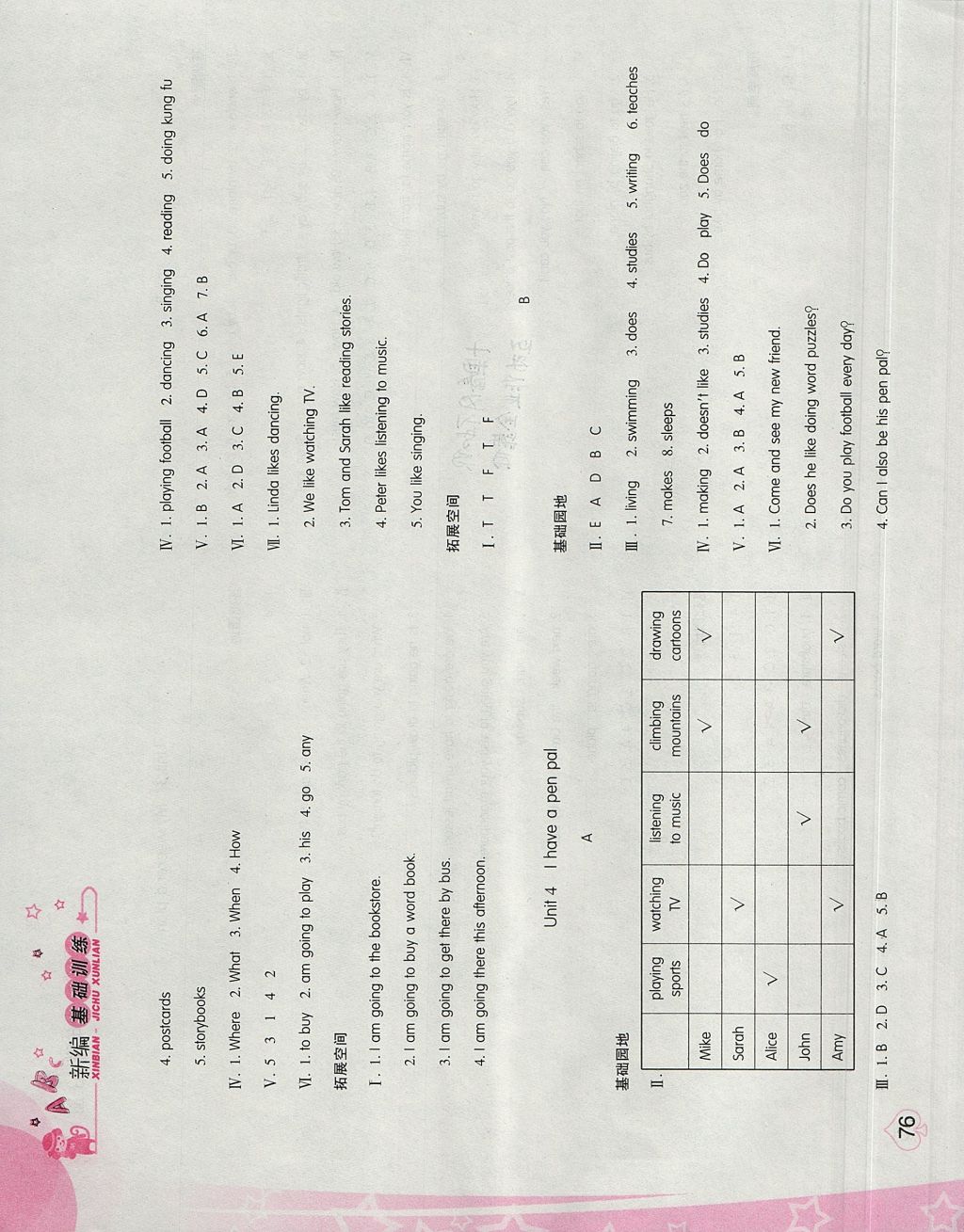 2017年新編基礎(chǔ)訓(xùn)練六年級(jí)英語上冊(cè)人教版 參考答案第10頁