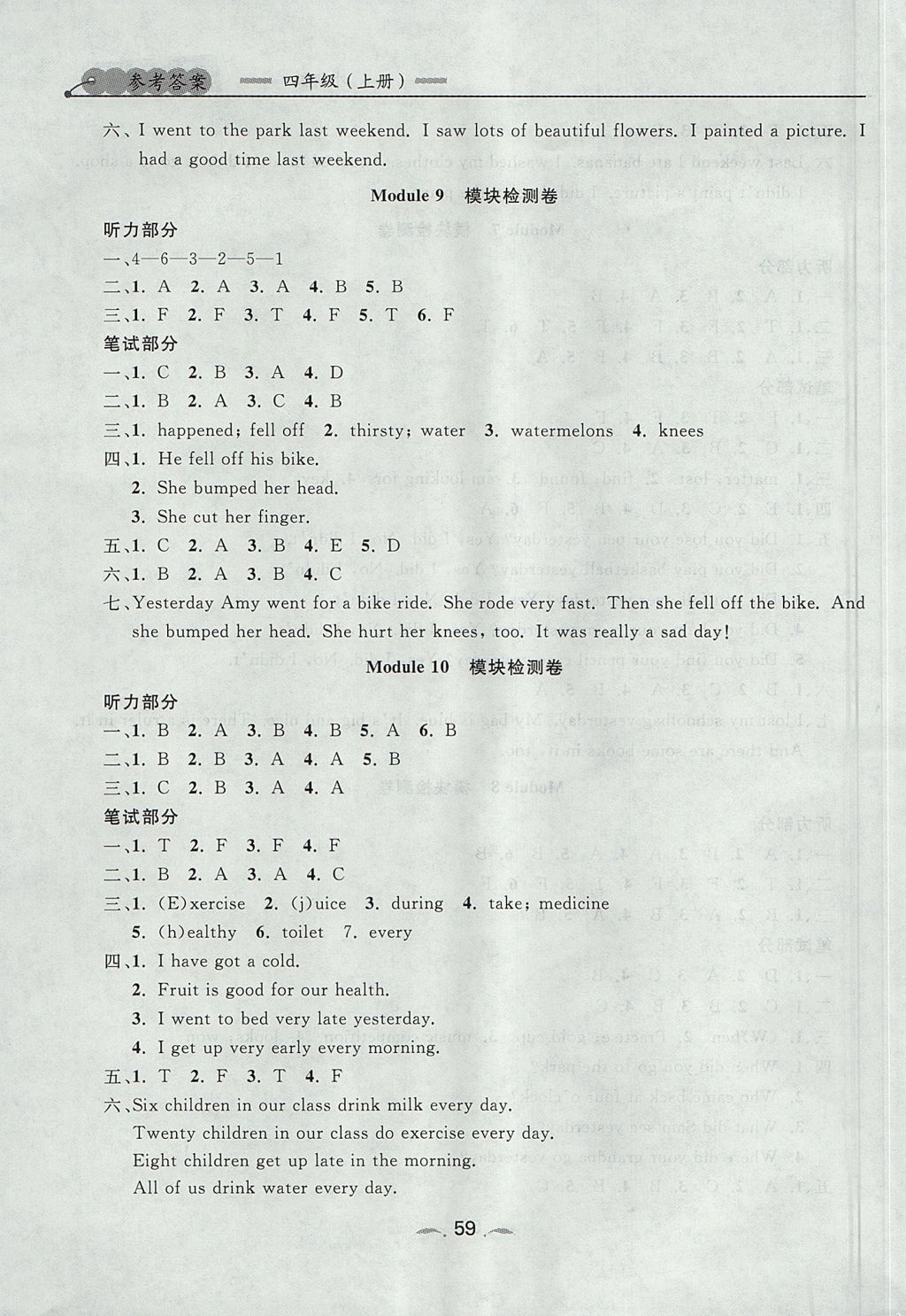 2017年點石成金金牌每課通四年級英語上冊外研版 檢測卷答案第15頁