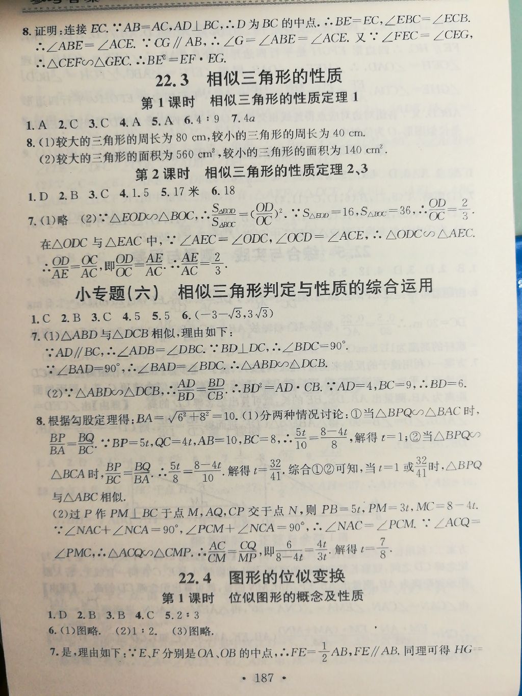 2017年名校課堂小練習九年級數(shù)學全一冊滬科版 參考答案第5頁