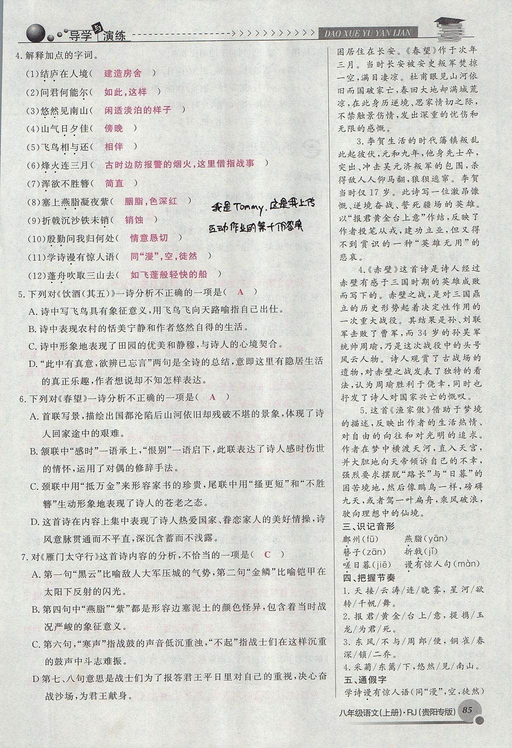 2017年導(dǎo)學(xué)與演練八年級(jí)語(yǔ)文上冊(cè)人教版貴陽(yáng)專版 第六單元第128頁(yè)