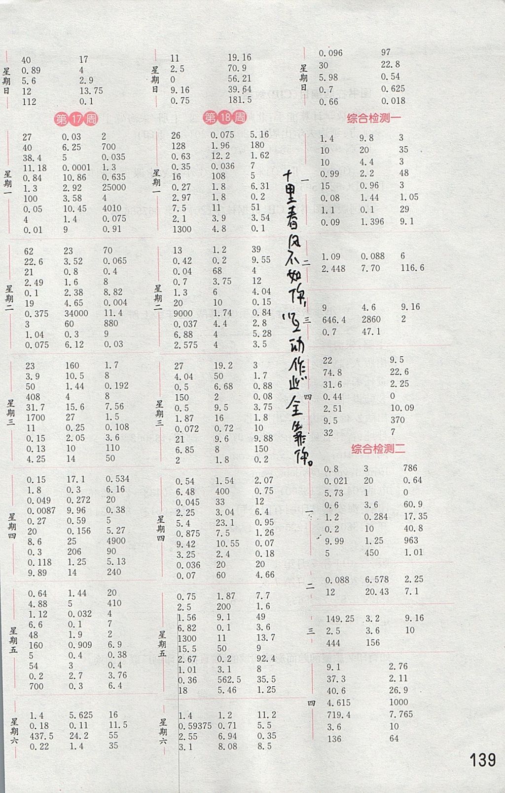 2017年通城學(xué)典小學(xué)數(shù)學(xué)計(jì)算能手五年級(jí)上冊(cè)北師大版 參考答案第7頁(yè)