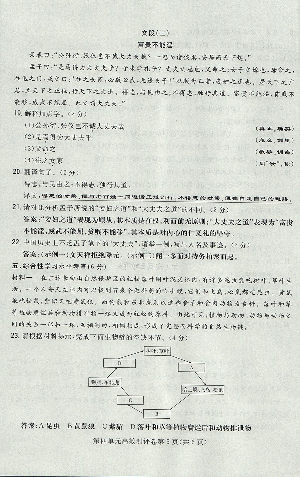 2017年贵阳初中同步导与练八年级语文上册 测评卷第33页