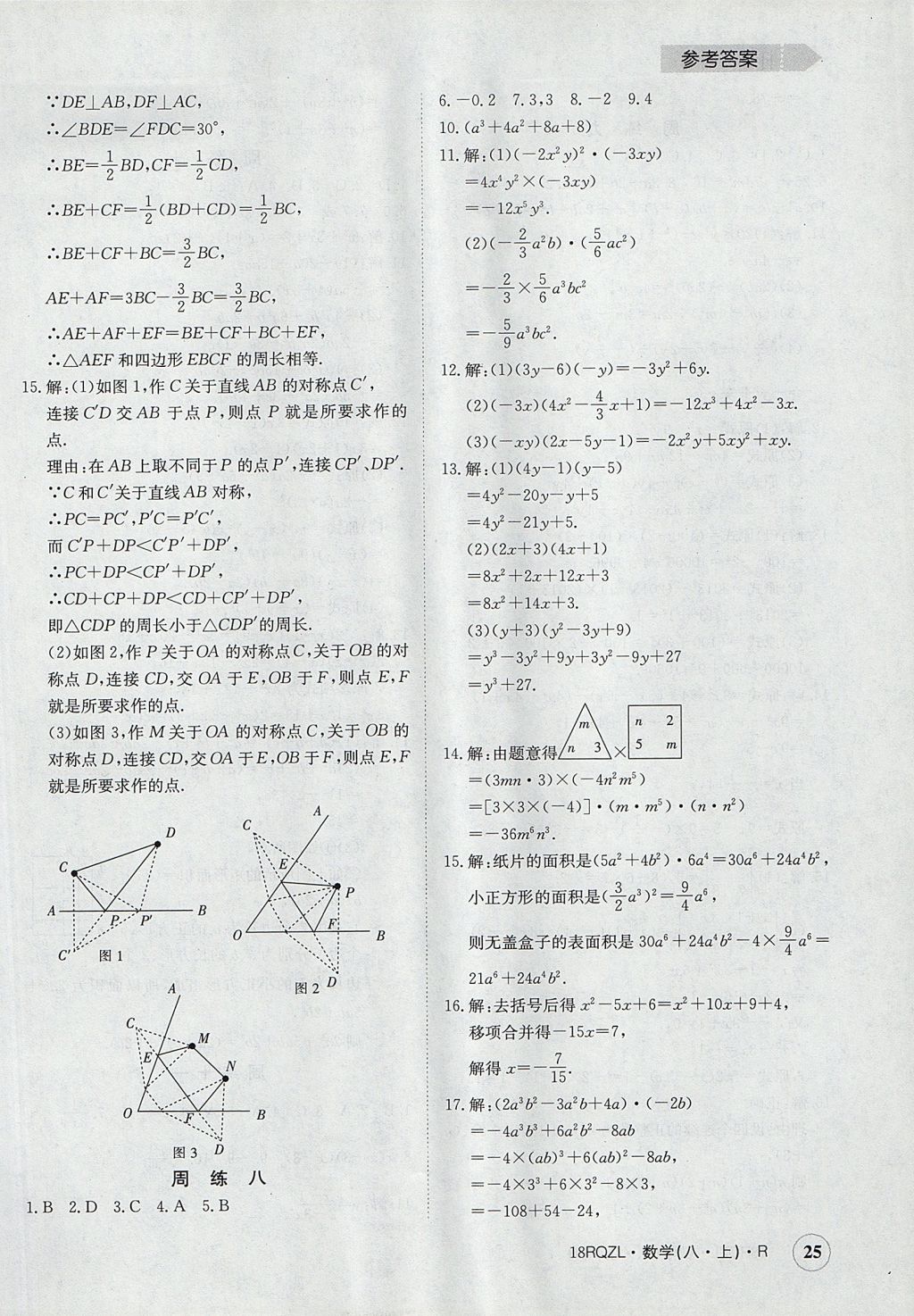 2017年日清周練限時(shí)提升卷八年級(jí)數(shù)學(xué)上冊(cè)人教版 參考答案第25頁(yè)