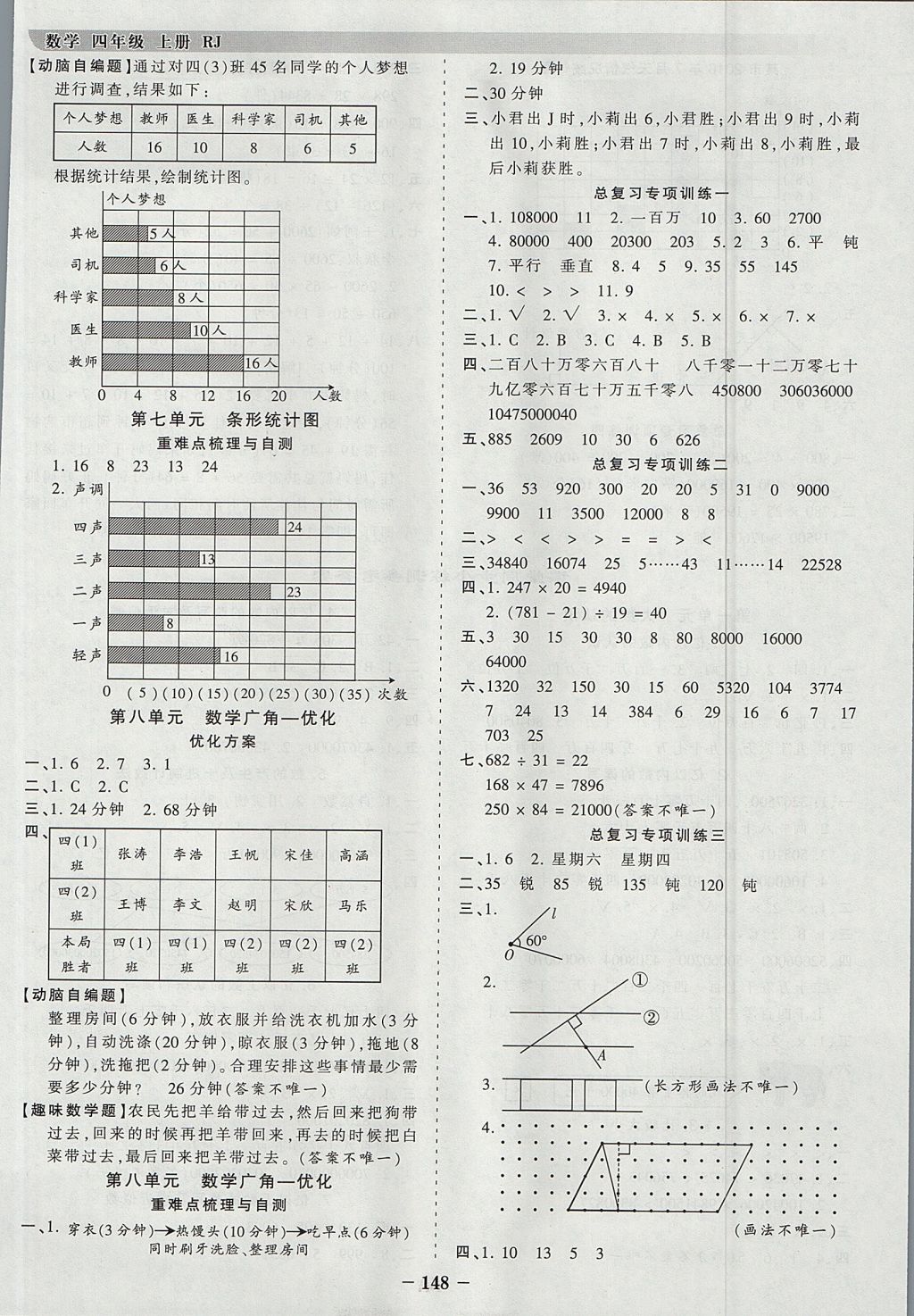 2017年王朝霞德才兼备作业创新设计四年级数学上册人教版 参考答案第8页