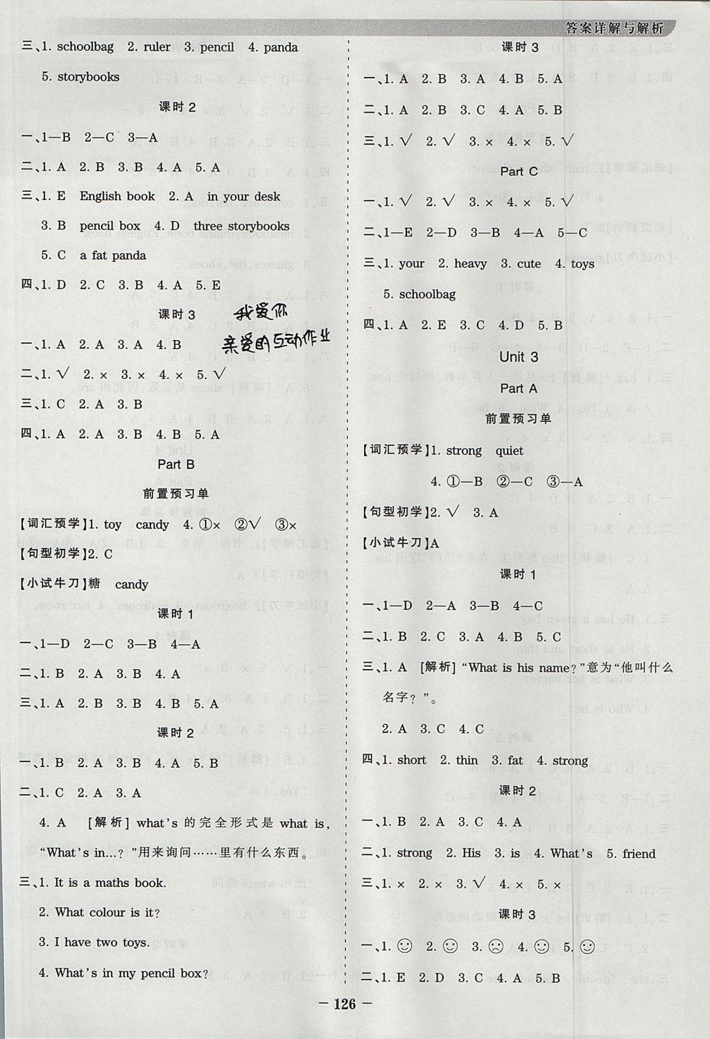 2017年王朝霞德才兼备作业创新设计四年级英语上册人教PEP版 参考答案第2页