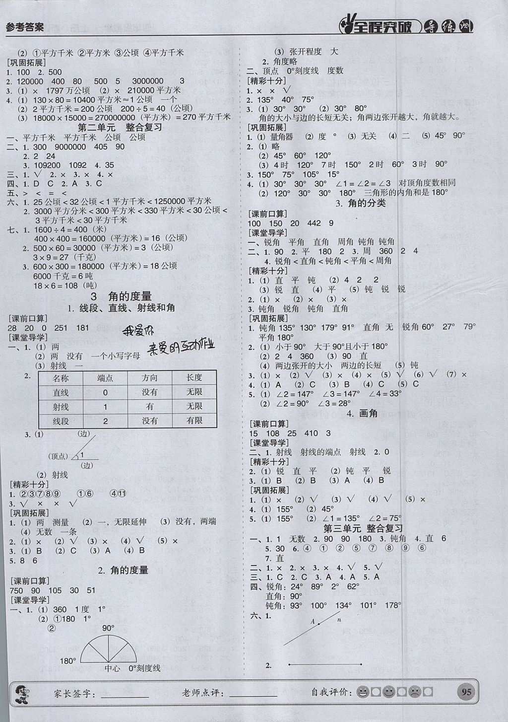 2017年狀元坊全程突破導(dǎo)練測四年級數(shù)學(xué)上冊 參考答案第2頁