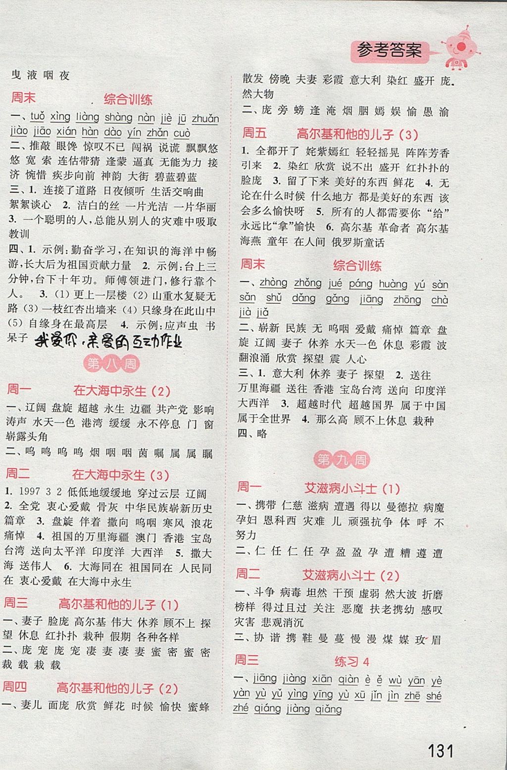 2017年通城學(xué)典小學(xué)語(yǔ)文默寫能手五年級(jí)上冊(cè)蘇教版 參考答案第3頁(yè)