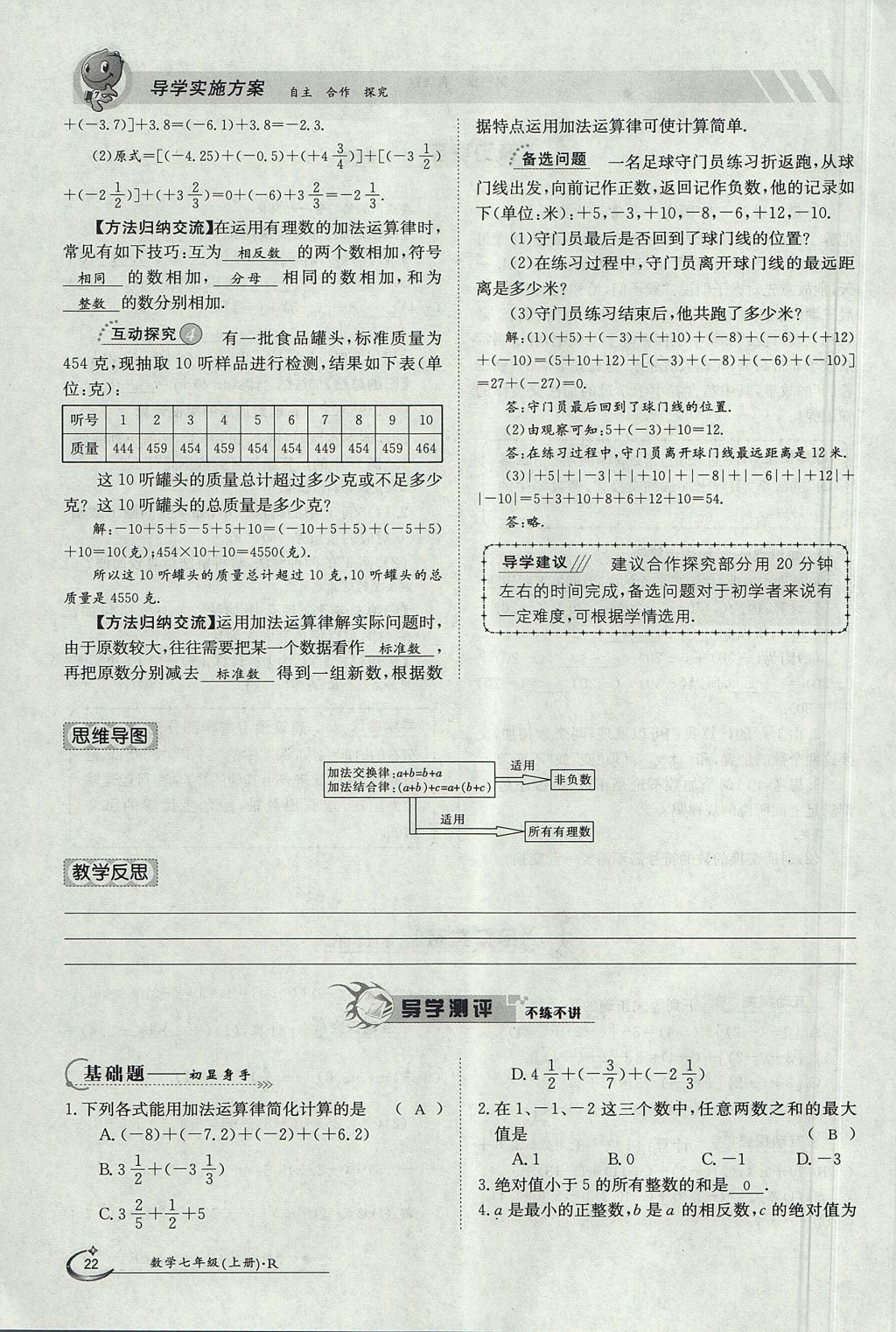 2017年金太阳导学案七年级数学上册 第一章 有理数第22页