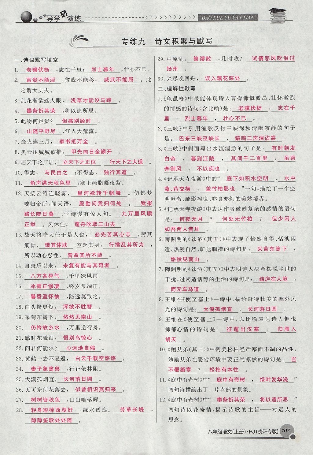 2017年導(dǎo)學(xué)與演練八年級語文上冊人教版貴陽專版 專練第17頁