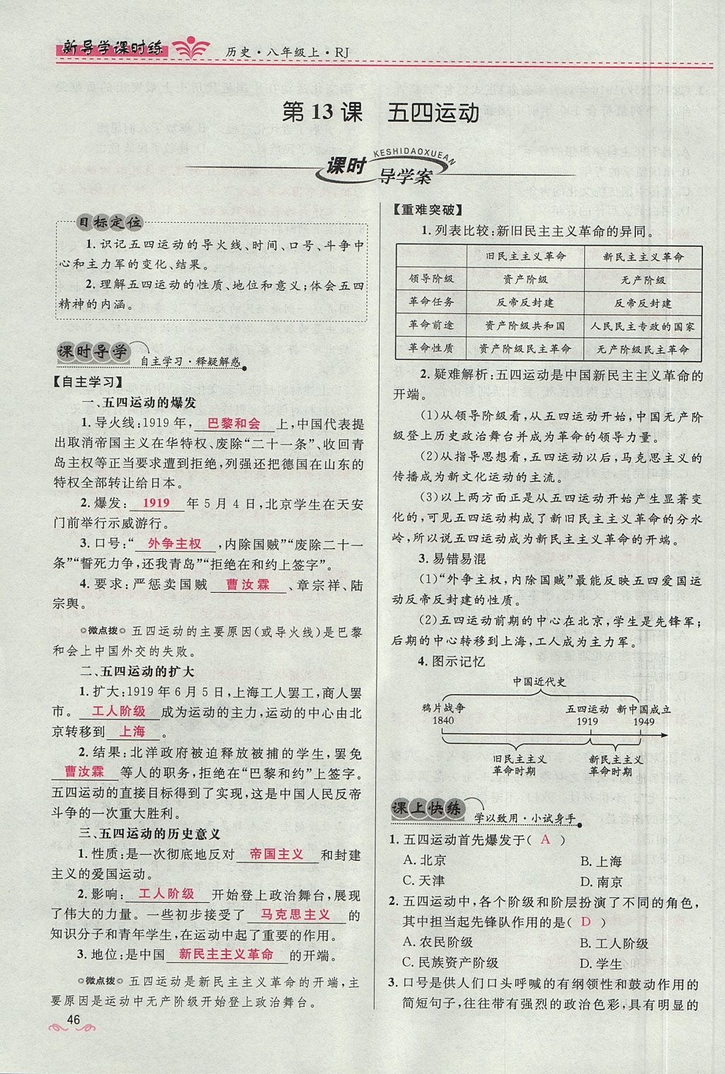 2017年夺冠百分百新导学课时练八年级历史上册人教版 第四单元第113页