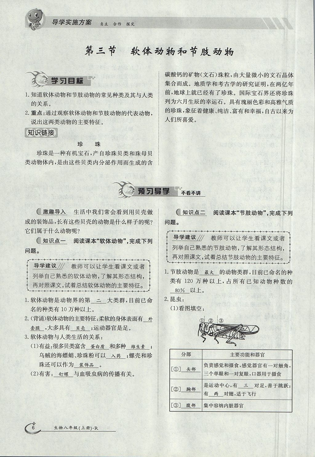 2017年金太陽導學案八年級生物上冊人教版 第五單元第6頁