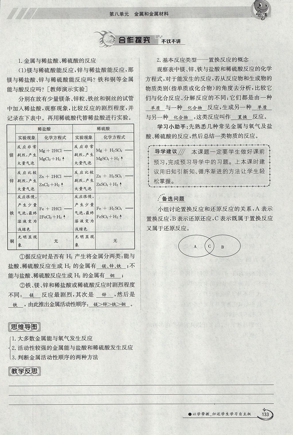 2017年金太阳导学案九年级化学全一册 第八单元 金属和金属材料第115页