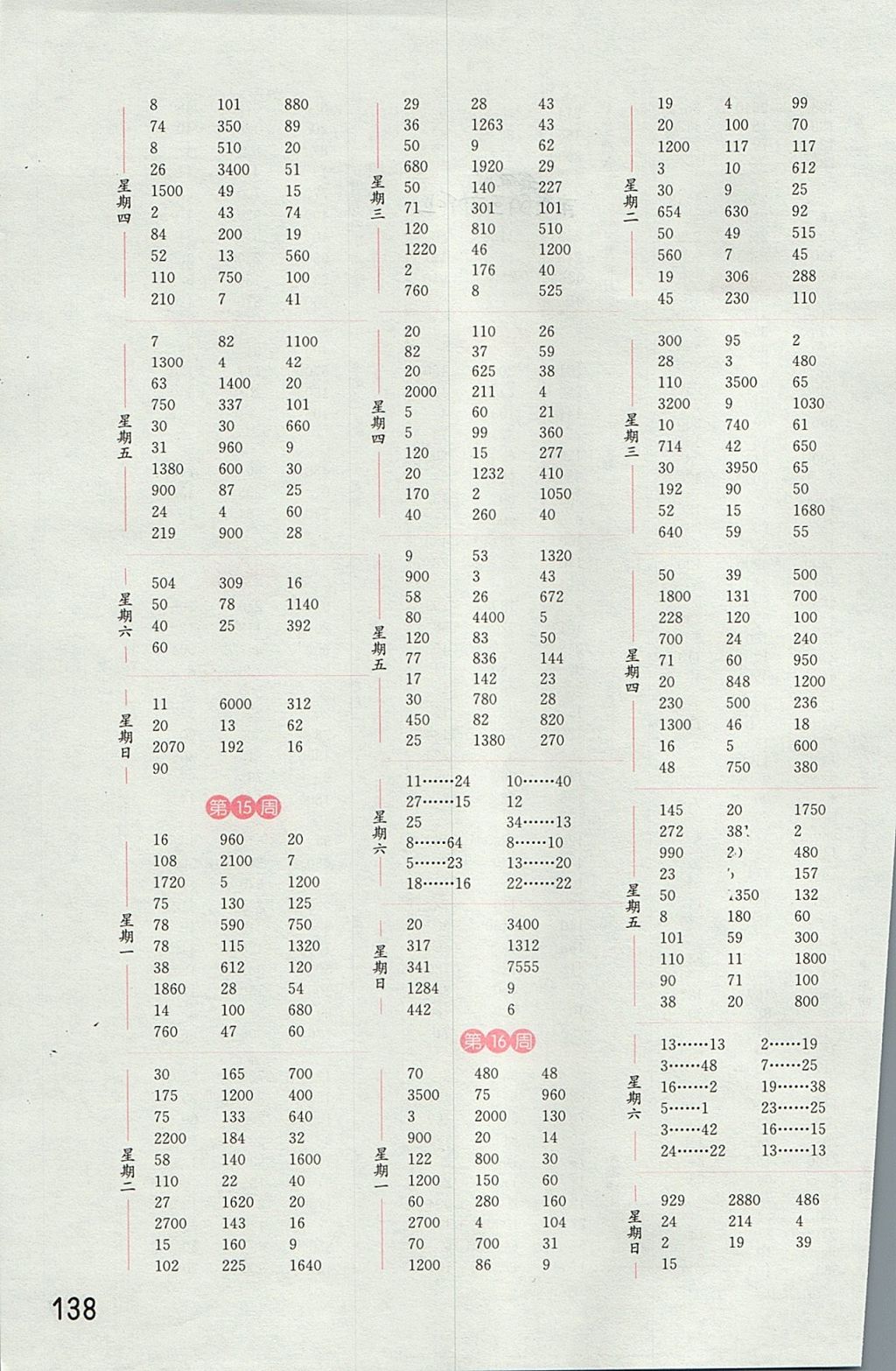 2017年通城学典小学数学计算能手四年级上册江苏版 参考答案第6页