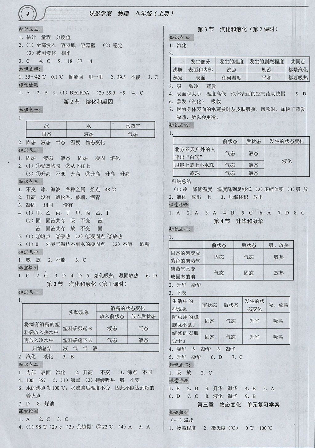 2017年导思学案八年级物理上册 参考答案