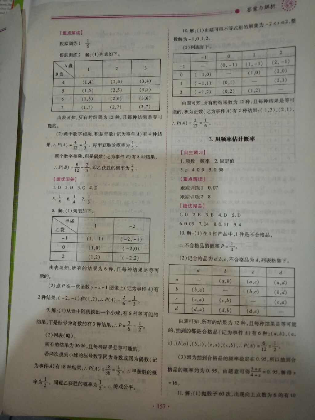 2017年績(jī)優(yōu)學(xué)案九年級(jí)數(shù)學(xué)全一冊(cè)人教版 參考答案第6頁(yè)