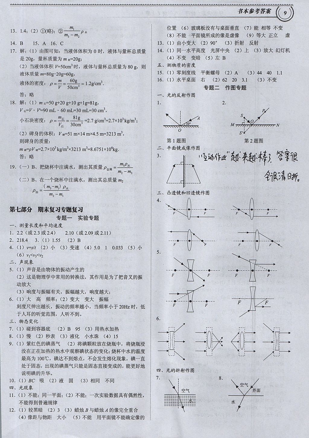 2017年导思学案八年级物理上册 参考答案