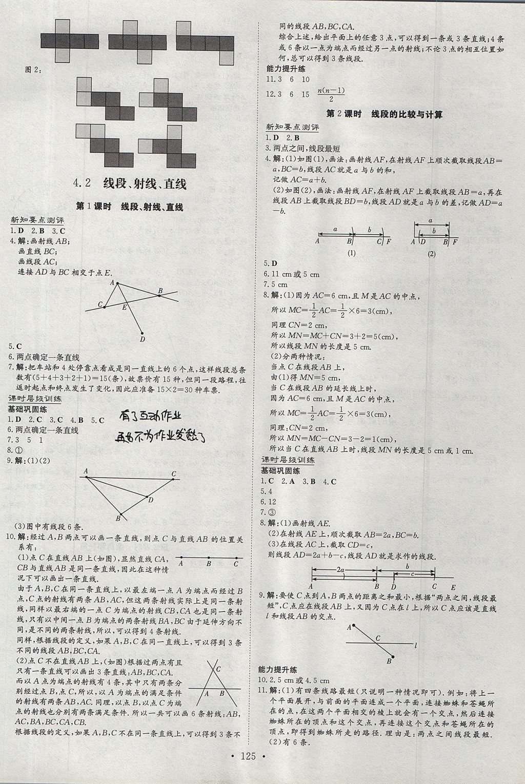 2017年練案課時作業(yè)本七年級數(shù)學(xué)上冊湘教版 參考答案