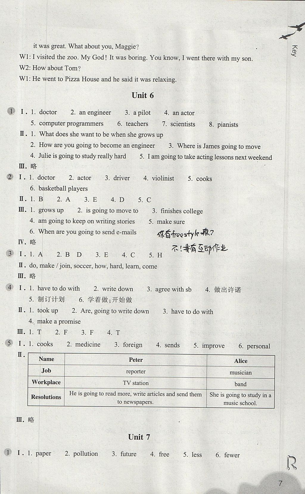 2017年作业本八年级英语上册人教版浙江教育出版社 参考答案