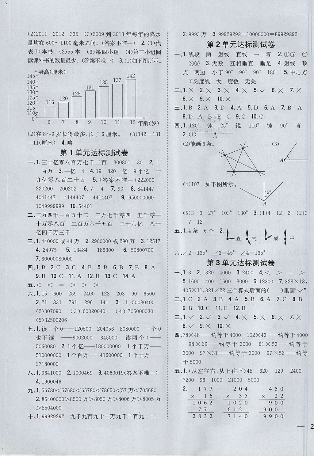 2017年全科王同步課時(shí)練習(xí)四年級(jí)數(shù)學(xué)上冊(cè)青島版 參考答案