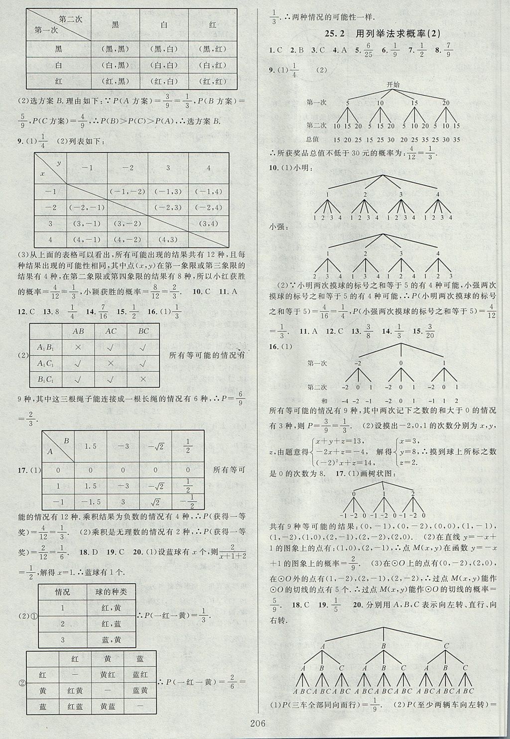 2017年全优方案夯实与提高九年级数学全一册人教版 下册答案