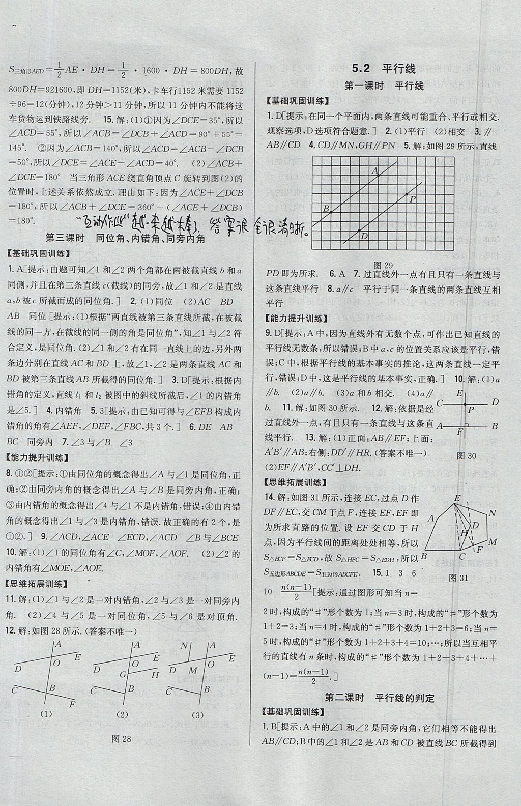 2017年全科王同步课时练习七年级数学上册华师大版 参考答案