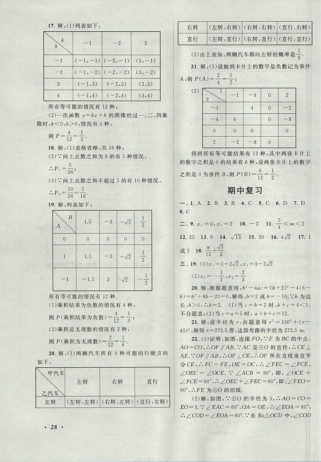 2017年拓展與培優(yōu)九年級(jí)數(shù)學(xué)上冊(cè)蘇科版 參考答案