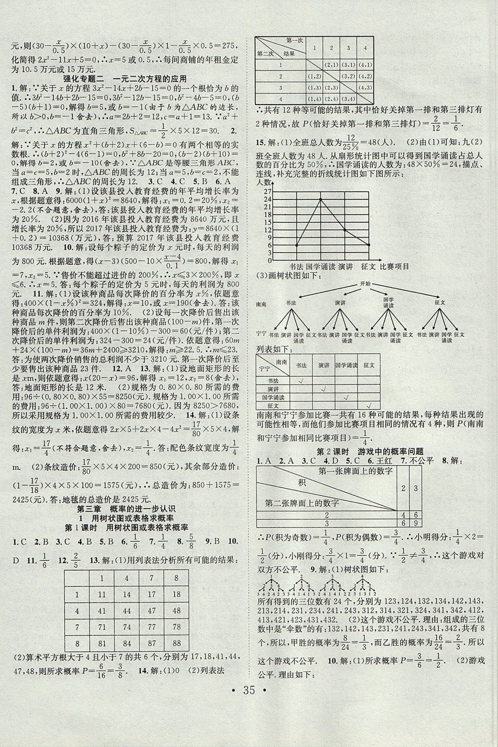 2017年七天學(xué)案學(xué)練考九年級數(shù)學(xué)上冊北師大版 參考答案