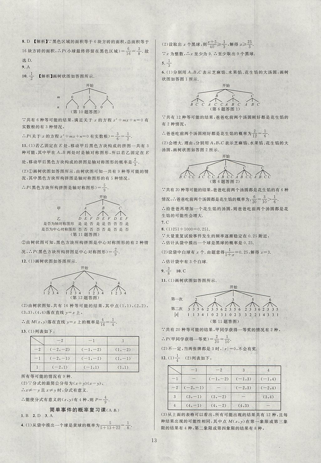 2017年全優(yōu)新同步九年級數(shù)學(xué)全一冊浙教版 參考答案