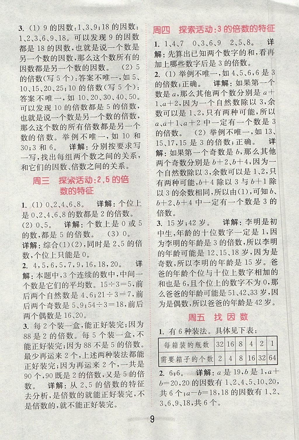 2017年通城學典小學數(shù)學提優(yōu)能手五年級上冊北師大版 參考答案