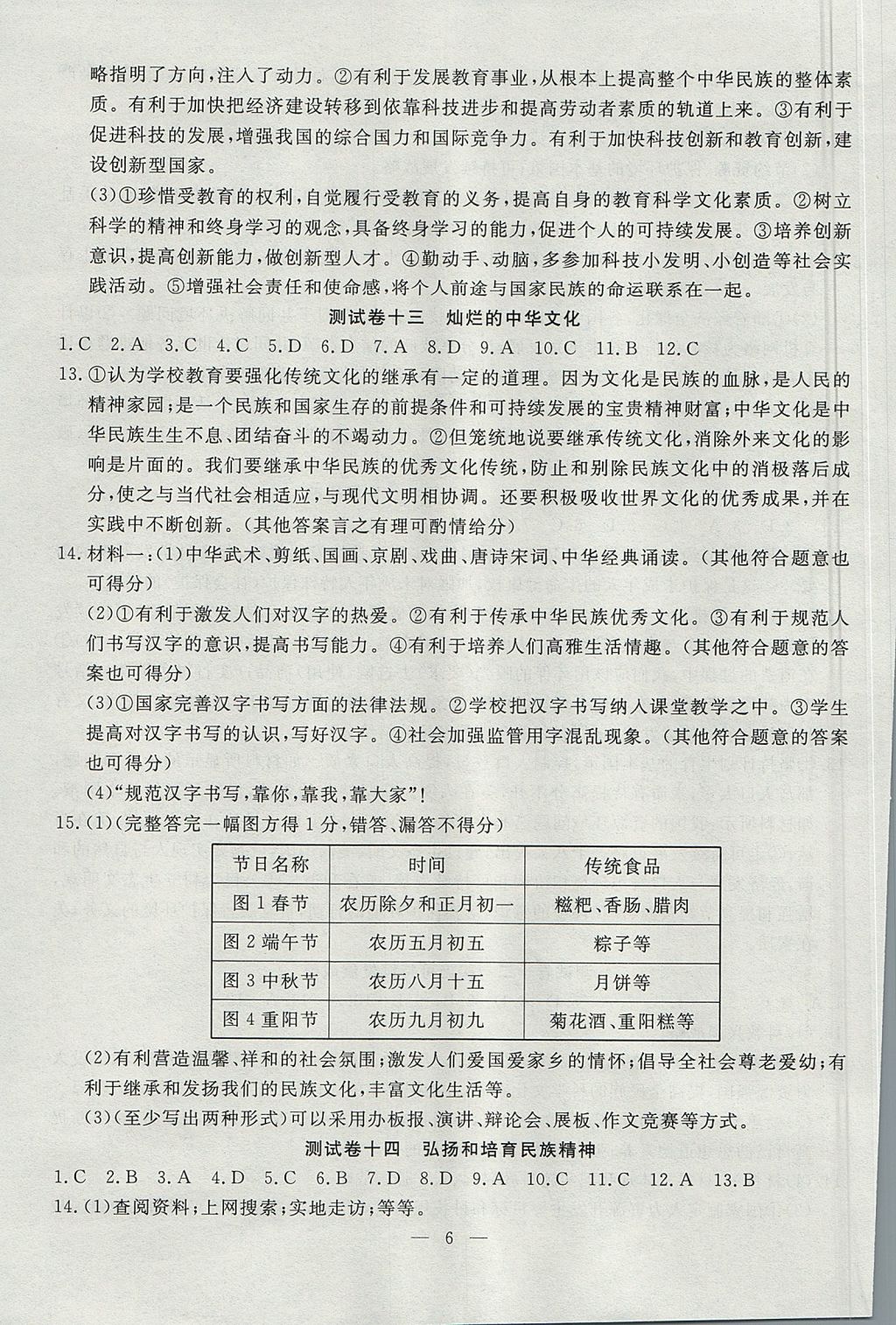 2017年黃岡測(cè)試卷九年級(jí)思想品德上冊(cè)人教版 參考答案