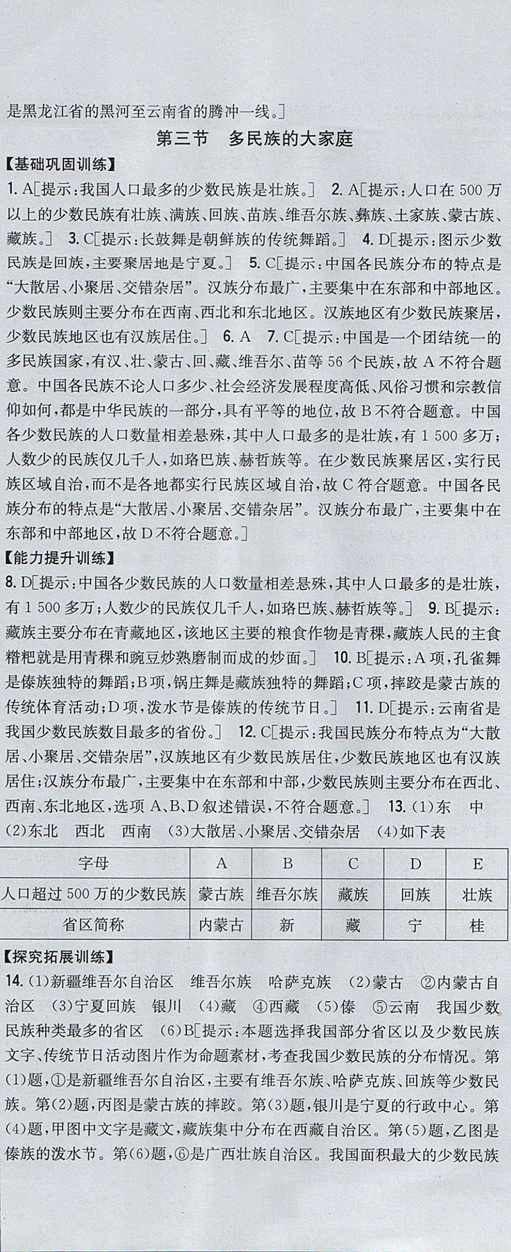 2017年全科王同步課時練習(xí)八年級地理上冊商務(wù)星球版 參考答案