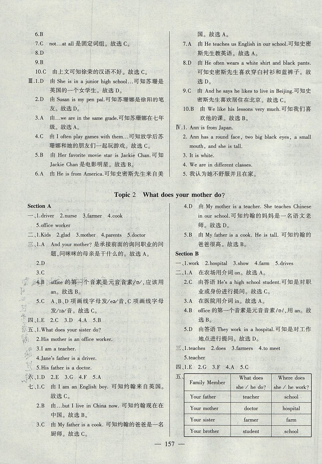 2017年仁愛英語同步練測考七年級上冊仁愛版 參考答案