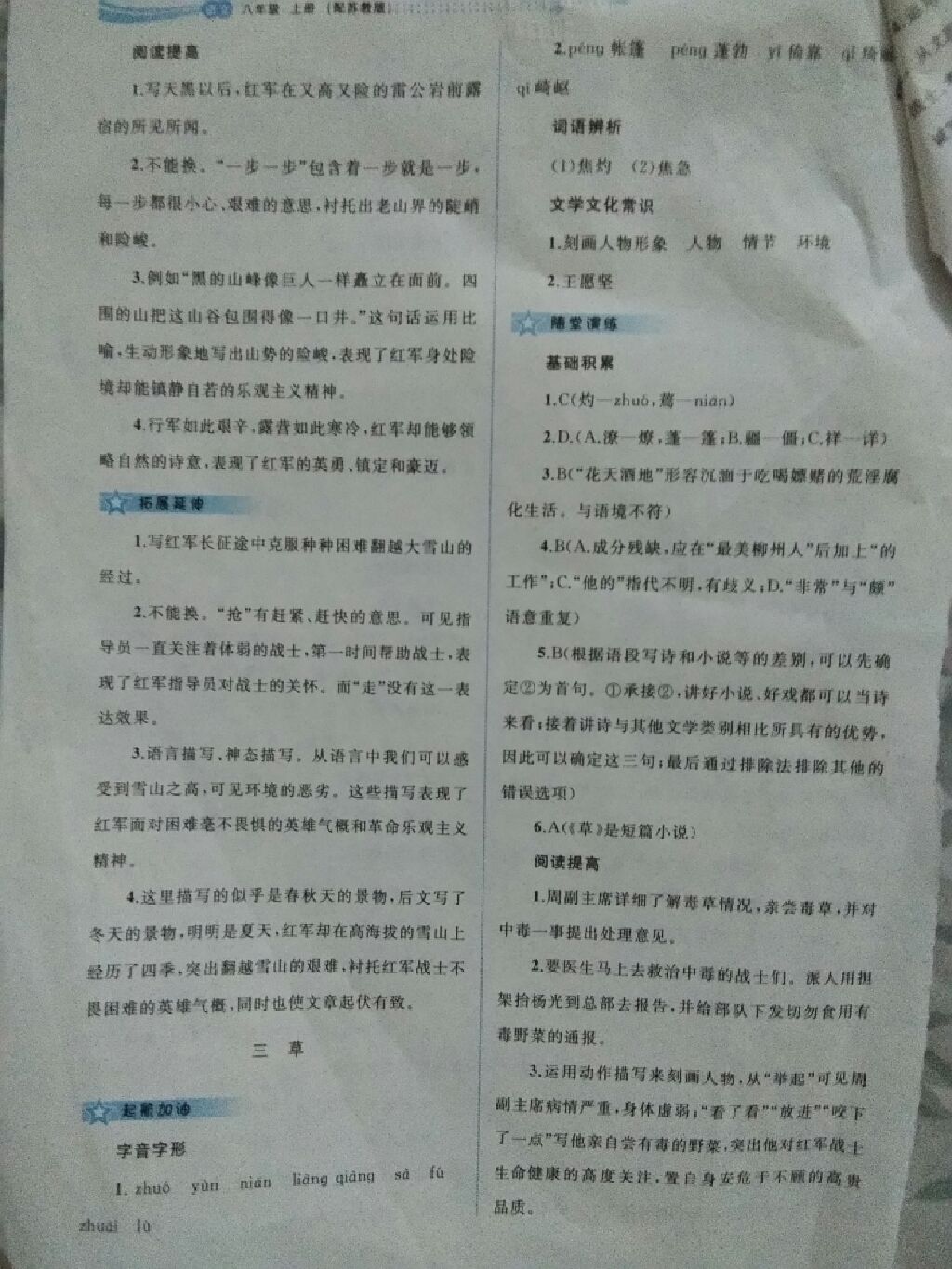 2017年新课程学习与测评同步学习八年级语文上册苏教版 参考答案第12页