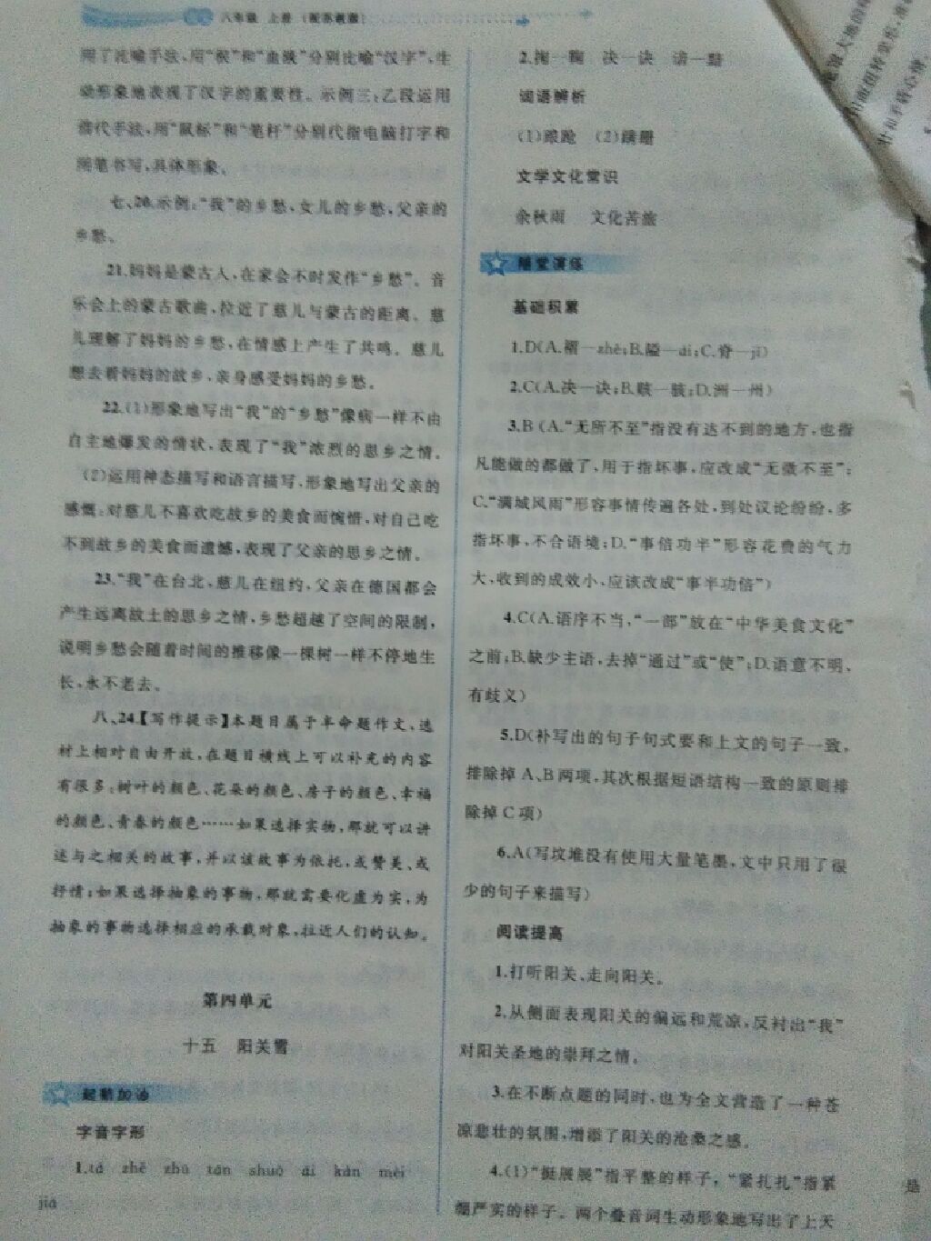 2017年新課程學(xué)習(xí)與測評同步學(xué)習(xí)八年級語文上冊蘇教版 參考答案第4頁