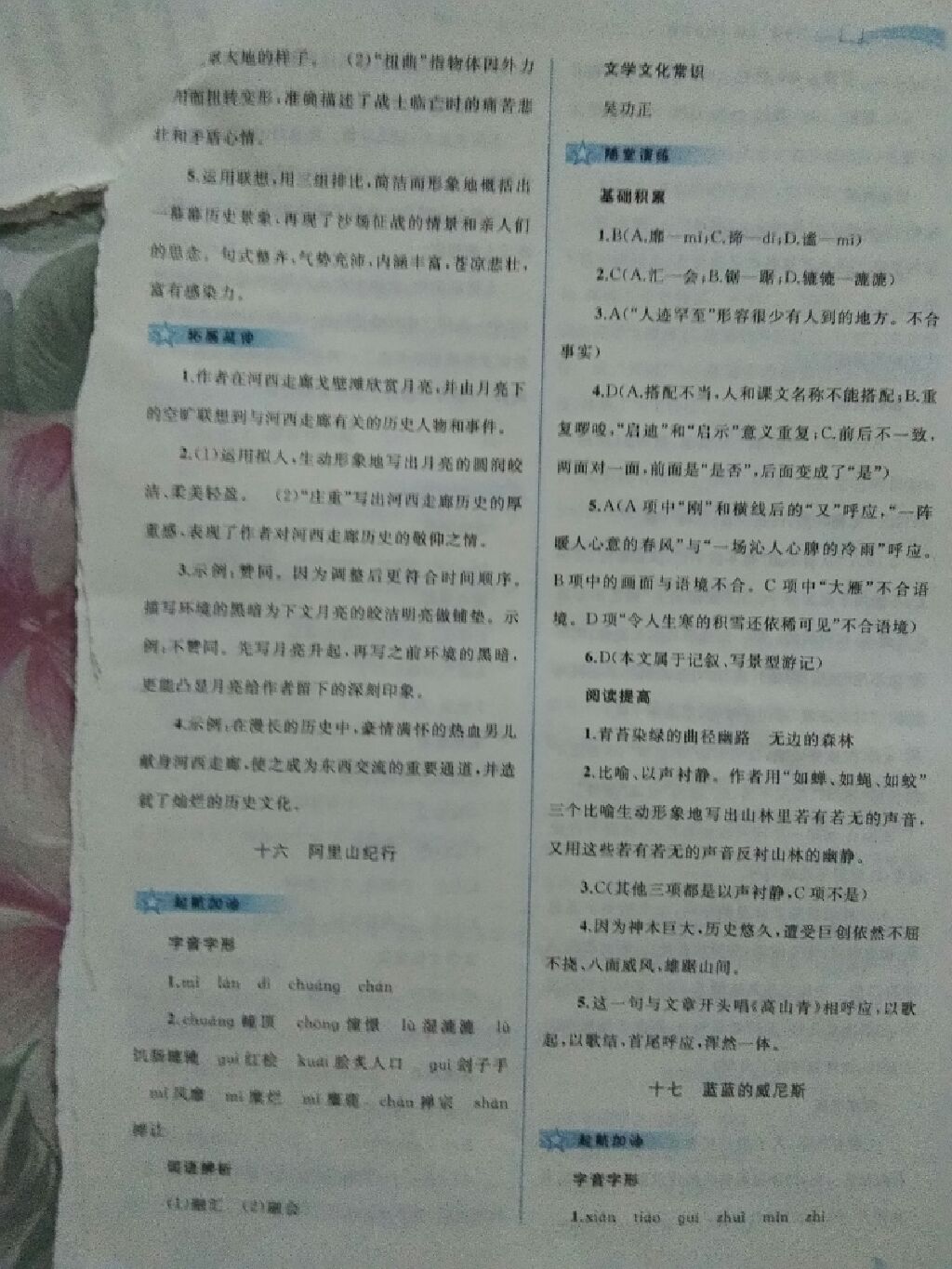 2017年新課程學(xué)習(xí)與測評同步學(xué)習(xí)八年級語文上冊蘇教版 參考答案第5頁