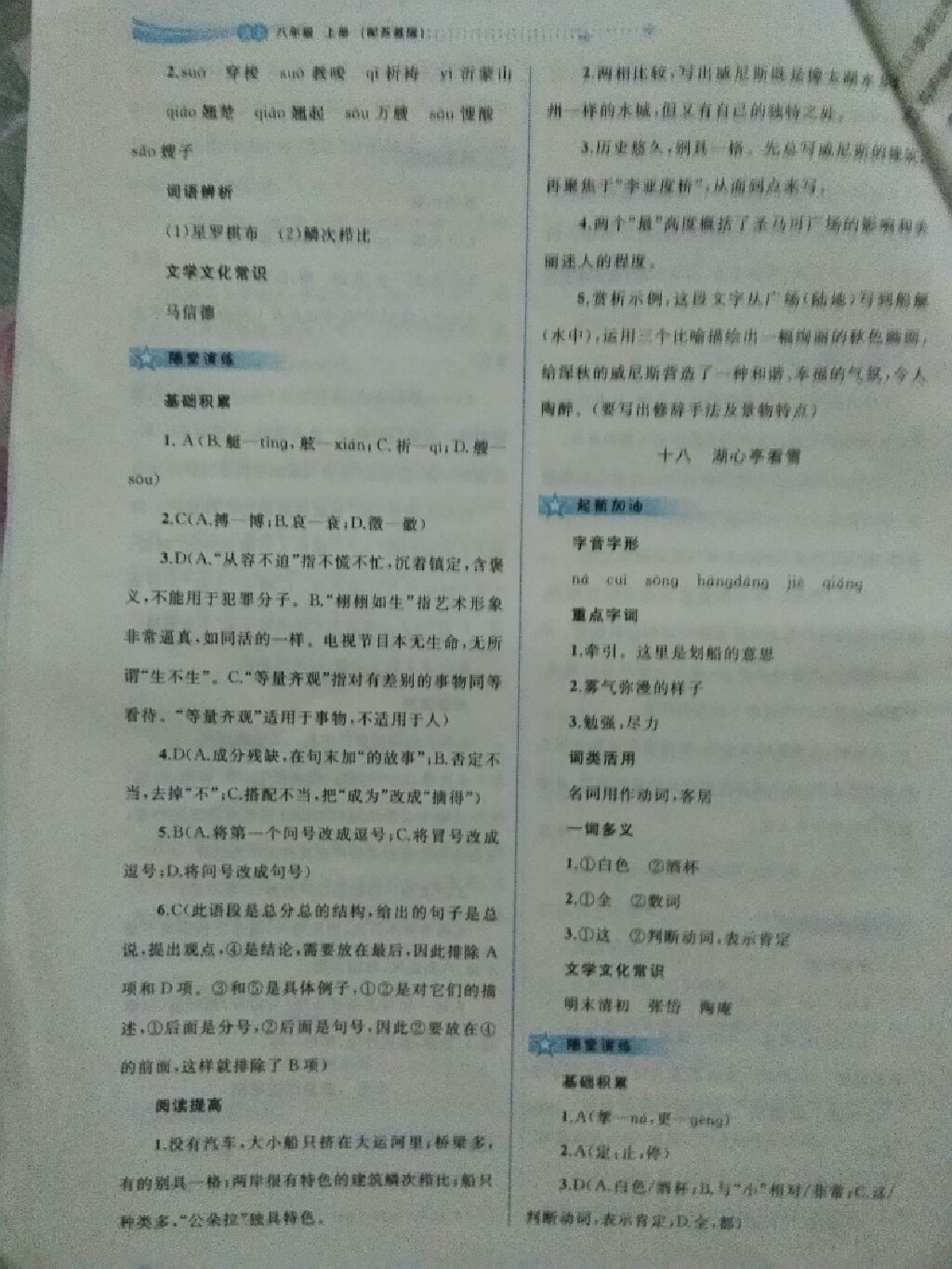 2017年新課程學(xué)習(xí)與測評同步學(xué)習(xí)八年級語文上冊蘇教版 參考答案第6頁