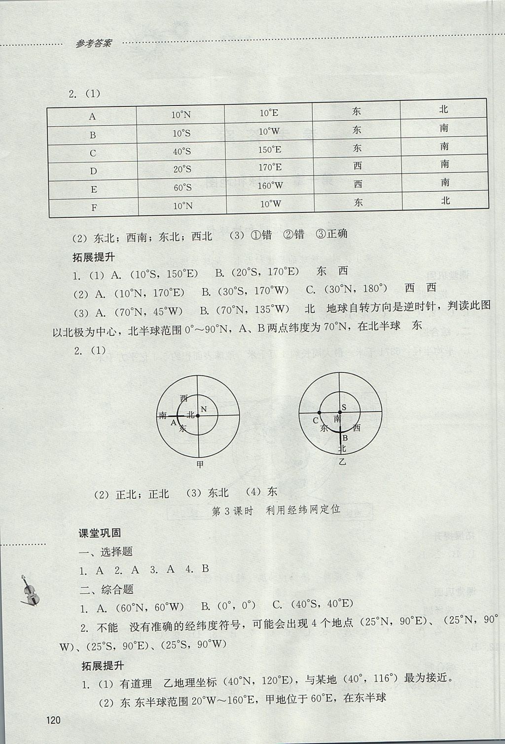 2017年同步訓(xùn)練六年級地理上冊人教版山東文藝出版社 參考答案