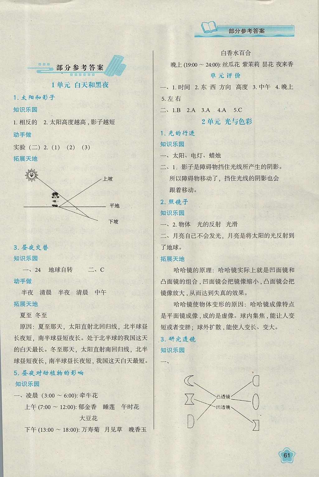 2017年新課程學(xué)習(xí)與評價五年級科學(xué)上冊蘇教版 參考答案