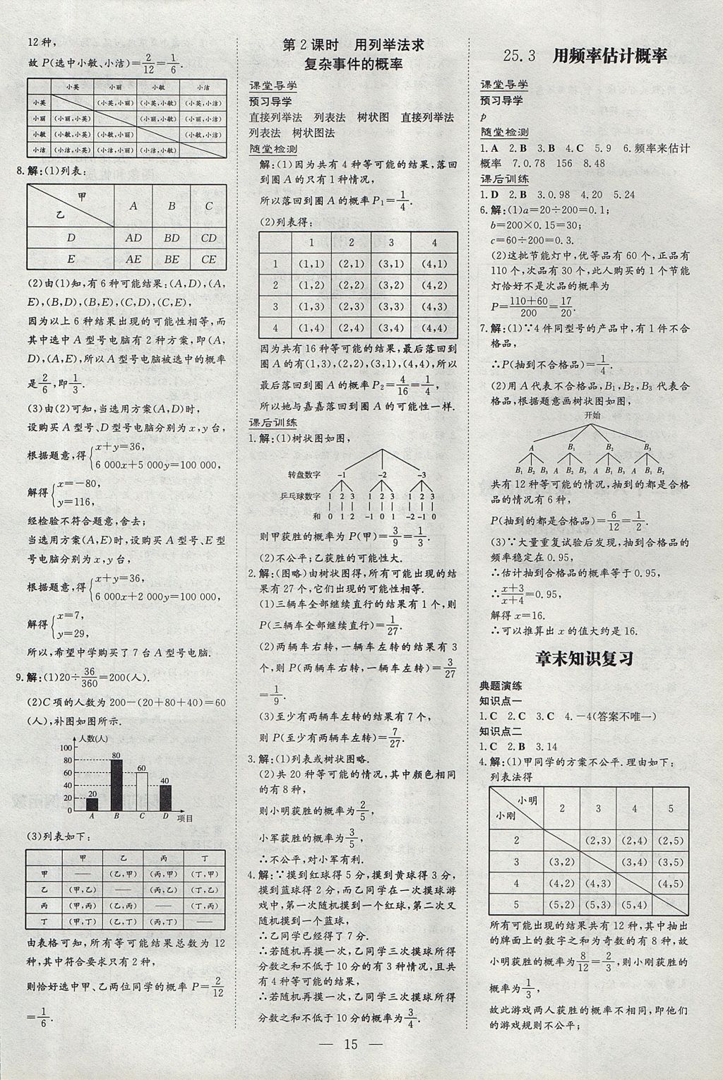 2017年遵義初中同步導(dǎo)與練九年級數(shù)學(xué)全一冊 參考答案