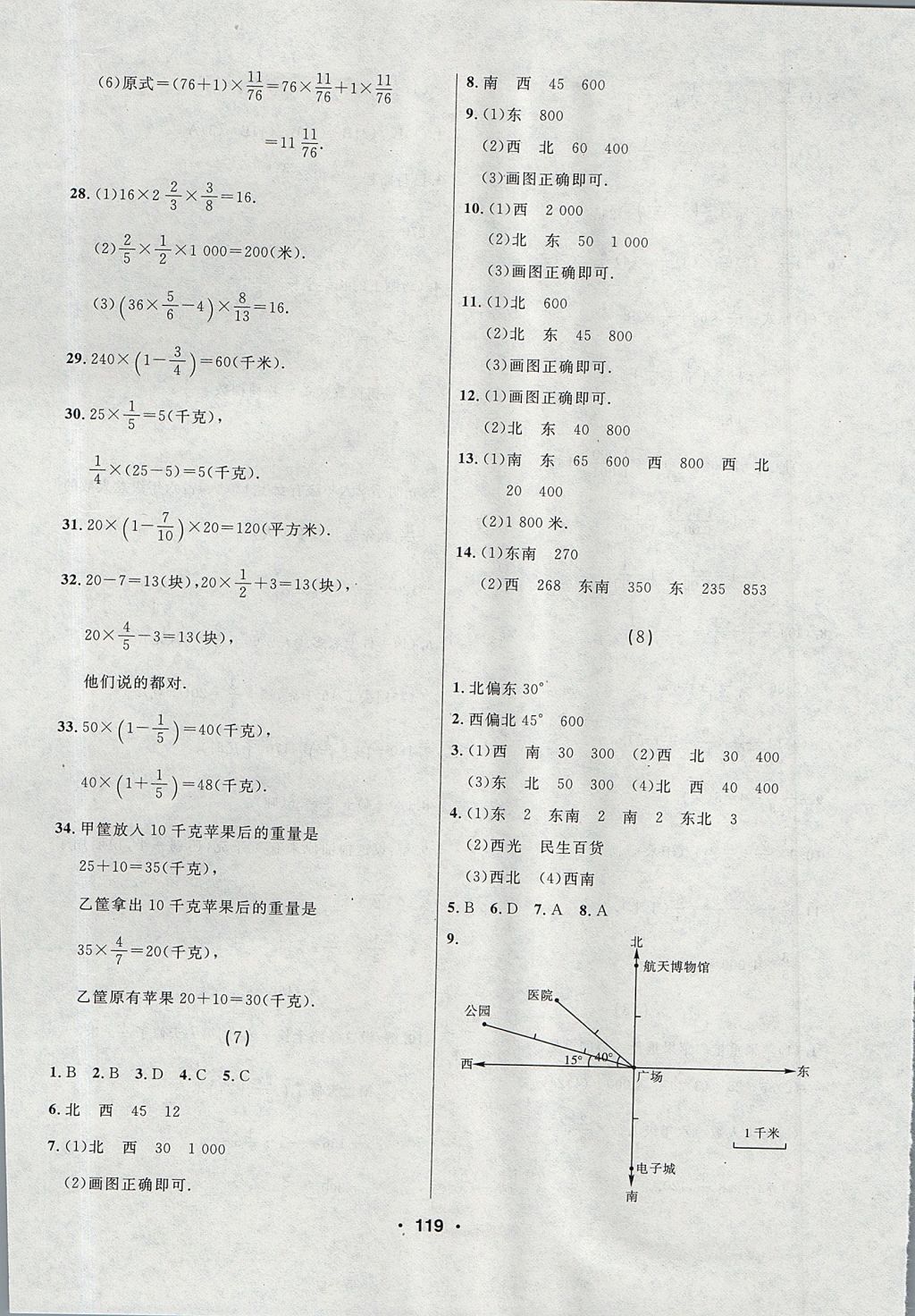 2017年試題優(yōu)化課堂同步六年級(jí)數(shù)學(xué)上冊(cè)人教實(shí)驗(yàn)版 參考答案