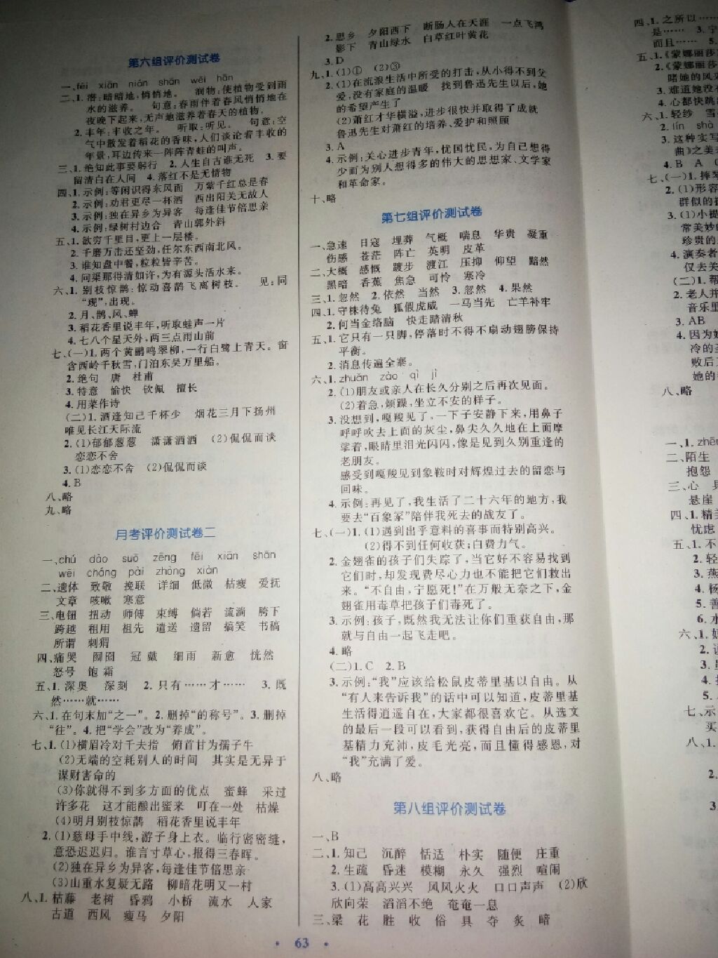 2017年小學(xué)同步測(cè)控優(yōu)化設(shè)計(jì)六年級(jí)語(yǔ)文上冊(cè)人教版增強(qiáng)版 參考答案第2頁(yè)