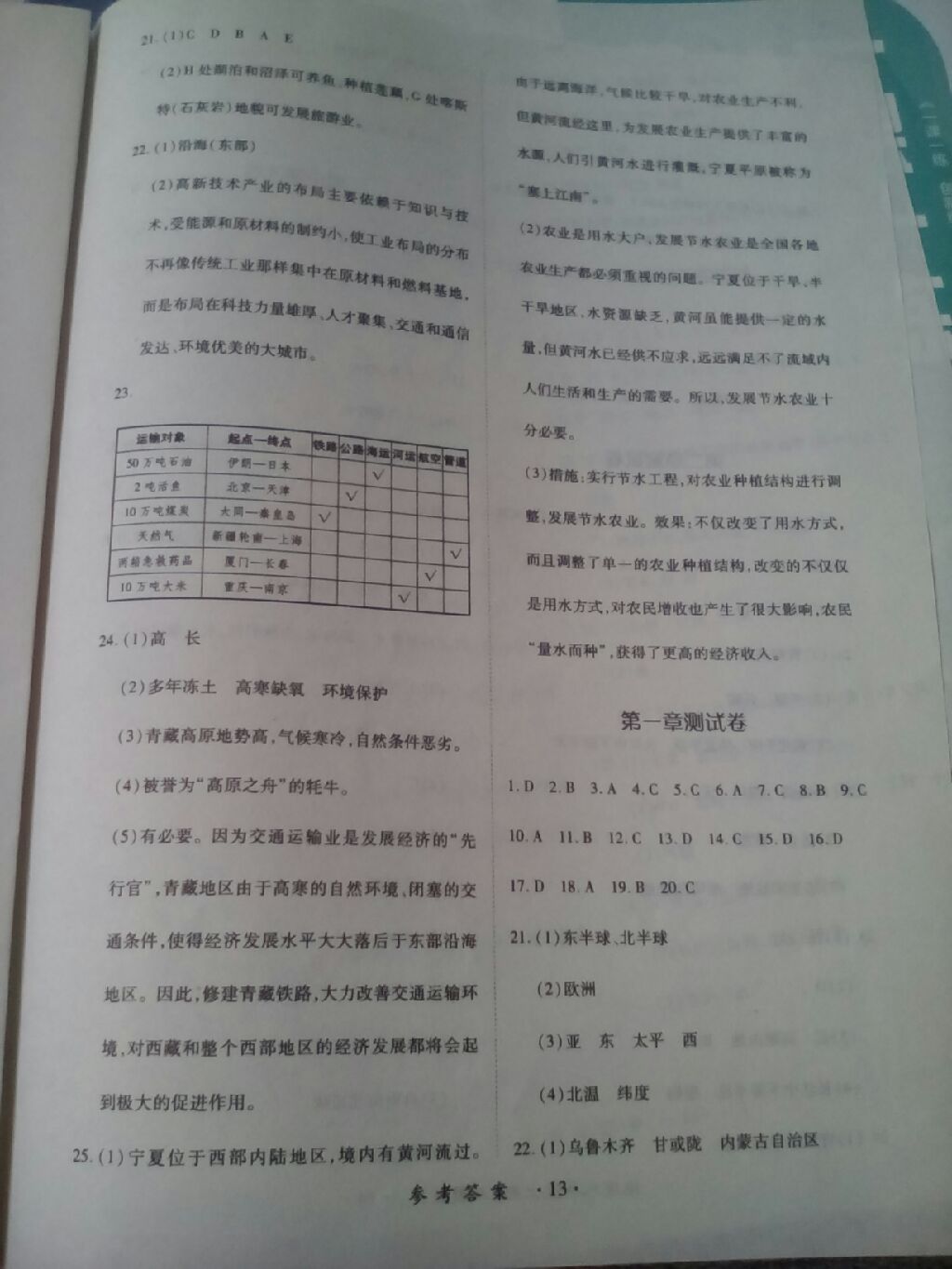 2017年一課一練創(chuàng)新練習(xí)八年級(jí)地理上冊(cè)人教版 參考答案第4頁(yè)