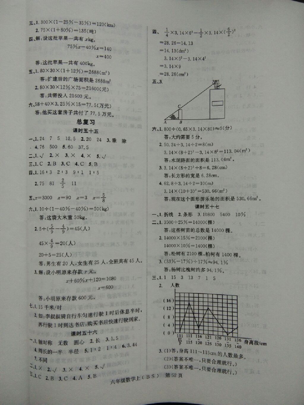 2017年國華圖書學(xué)業(yè)測評六年級數(shù)學(xué)上冊蘇教版 參考答案第5頁