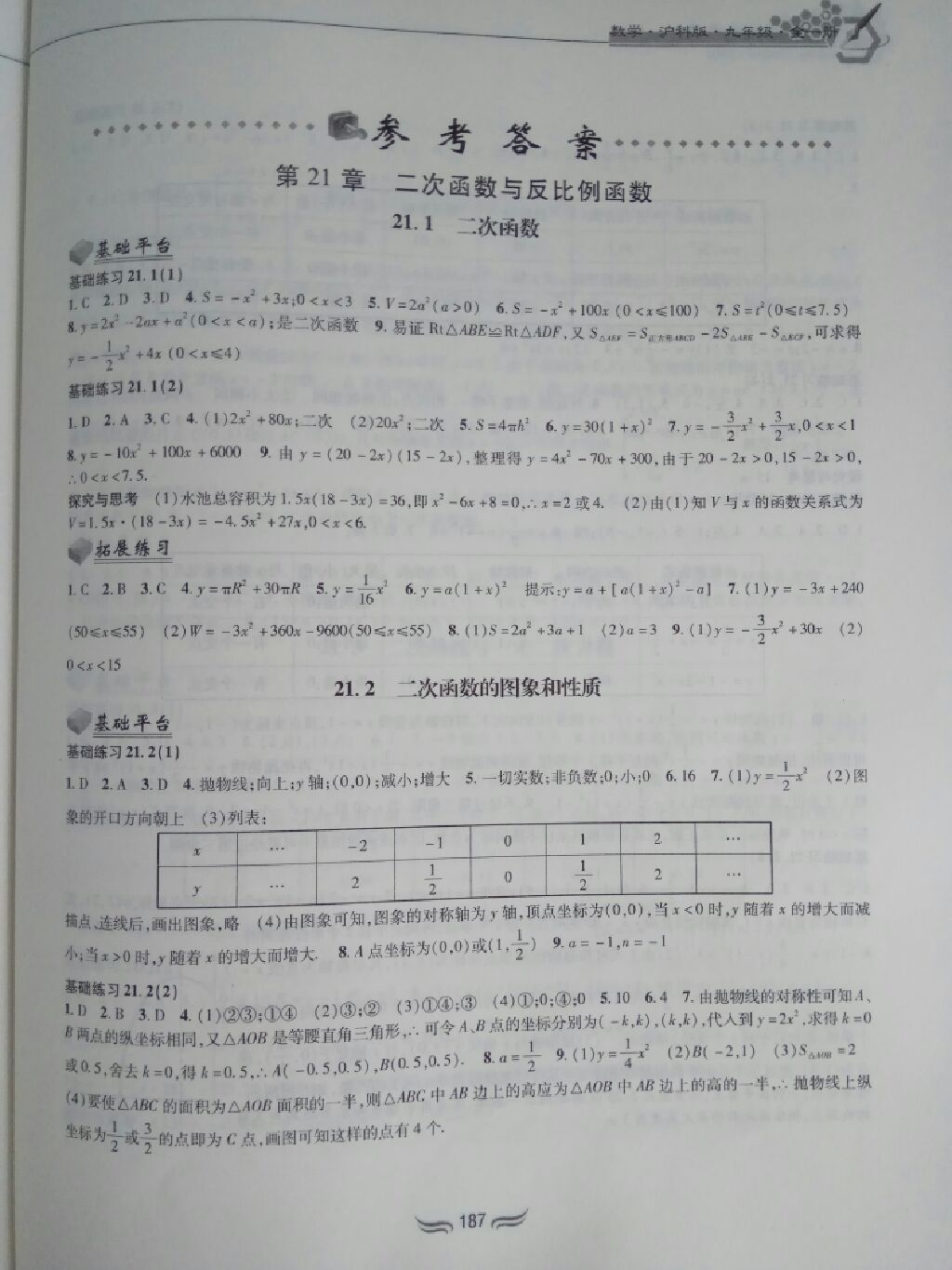 2017年新編綜合練習(xí)九年級(jí)數(shù)學(xué)全一冊(cè)滬科版 參考答案第1頁