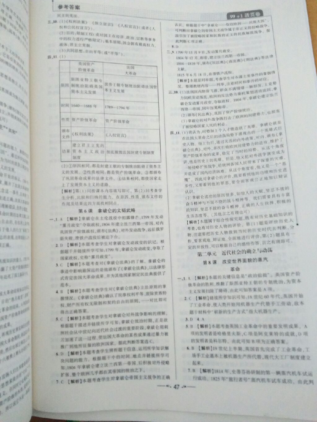 2017年99加1活页卷九年级历史上册北师大版 参考答案第12页